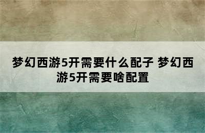 梦幻西游5开需要什么配子 梦幻西游5开需要啥配置